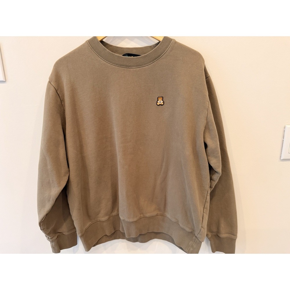 Teddy Fresh Crewneck Sweatshirt Large Tan‎ Brown Bear Patch Logo Pullover